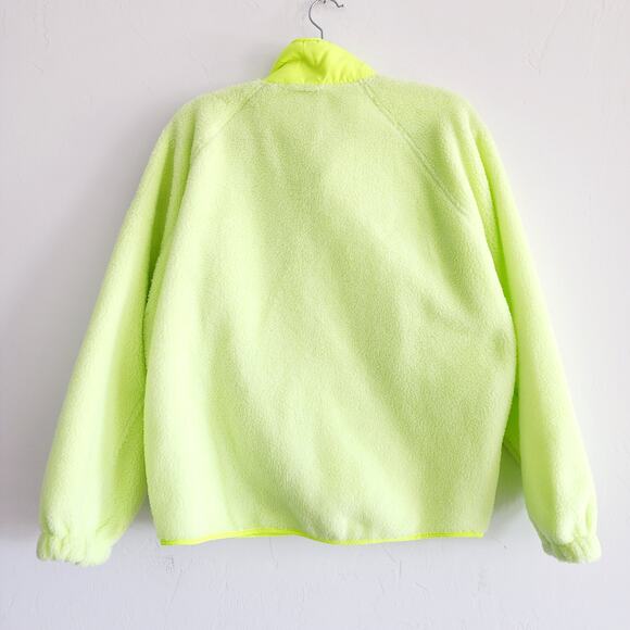 Puma Neon Yellow Button Down Sherpa Fleece Jacket w Pockets Woman's Size Medium - Picture 2 of 5